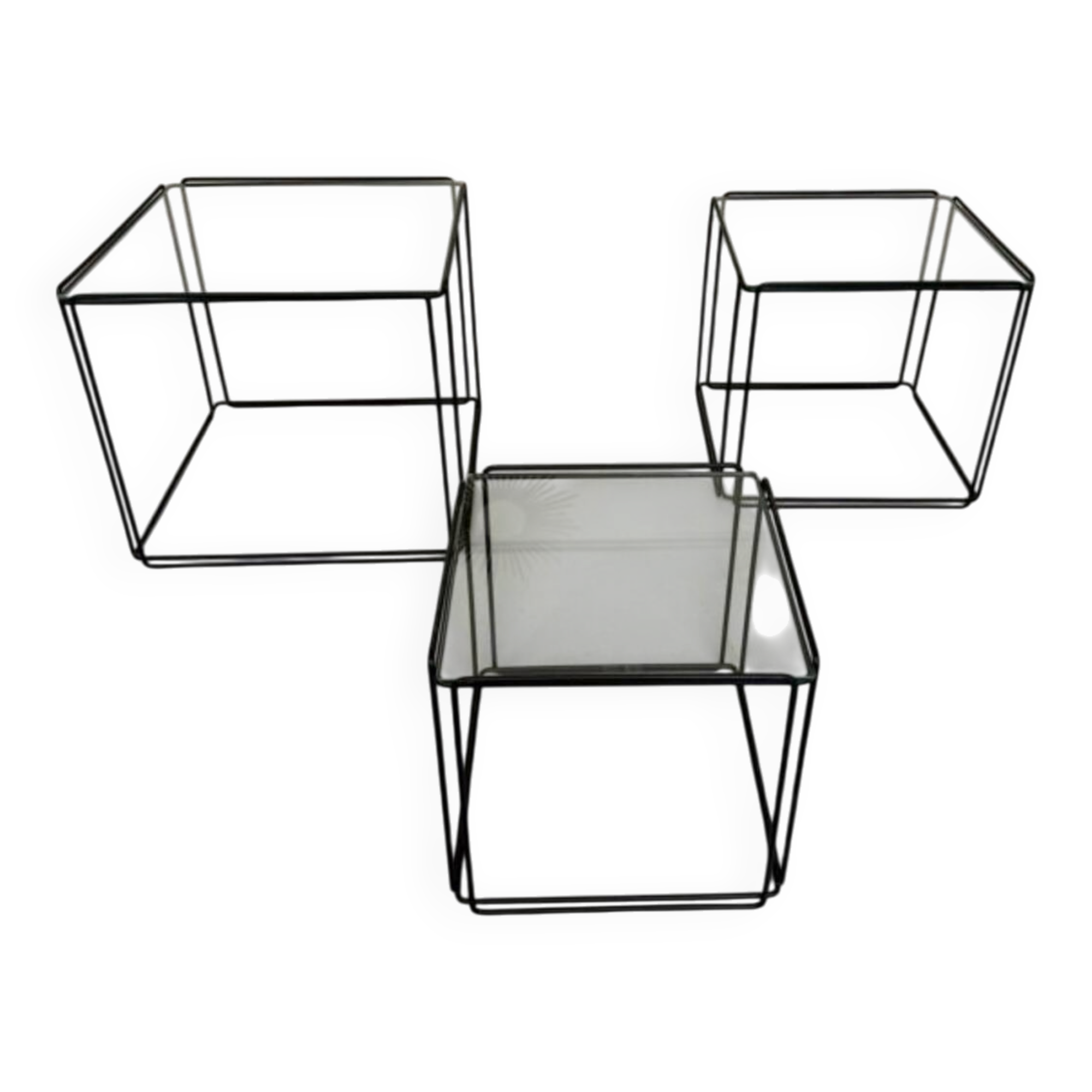 Lot of 3 vintage 1970s design nesting coffee tables by Max Sauze.