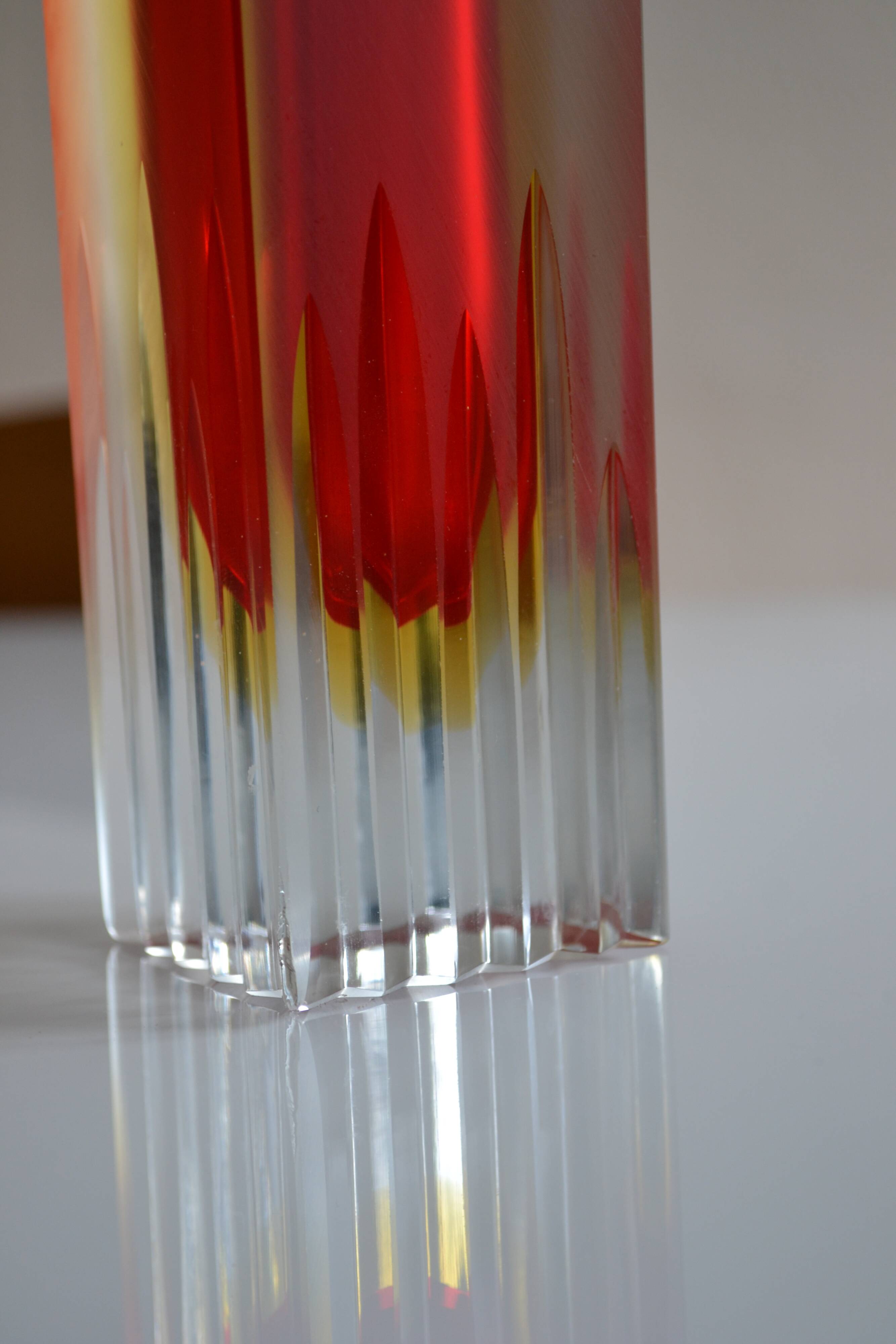 MURANO SOMMERSO VINTAGE MODERNIST VASE ERA FLAVIO POLISHED