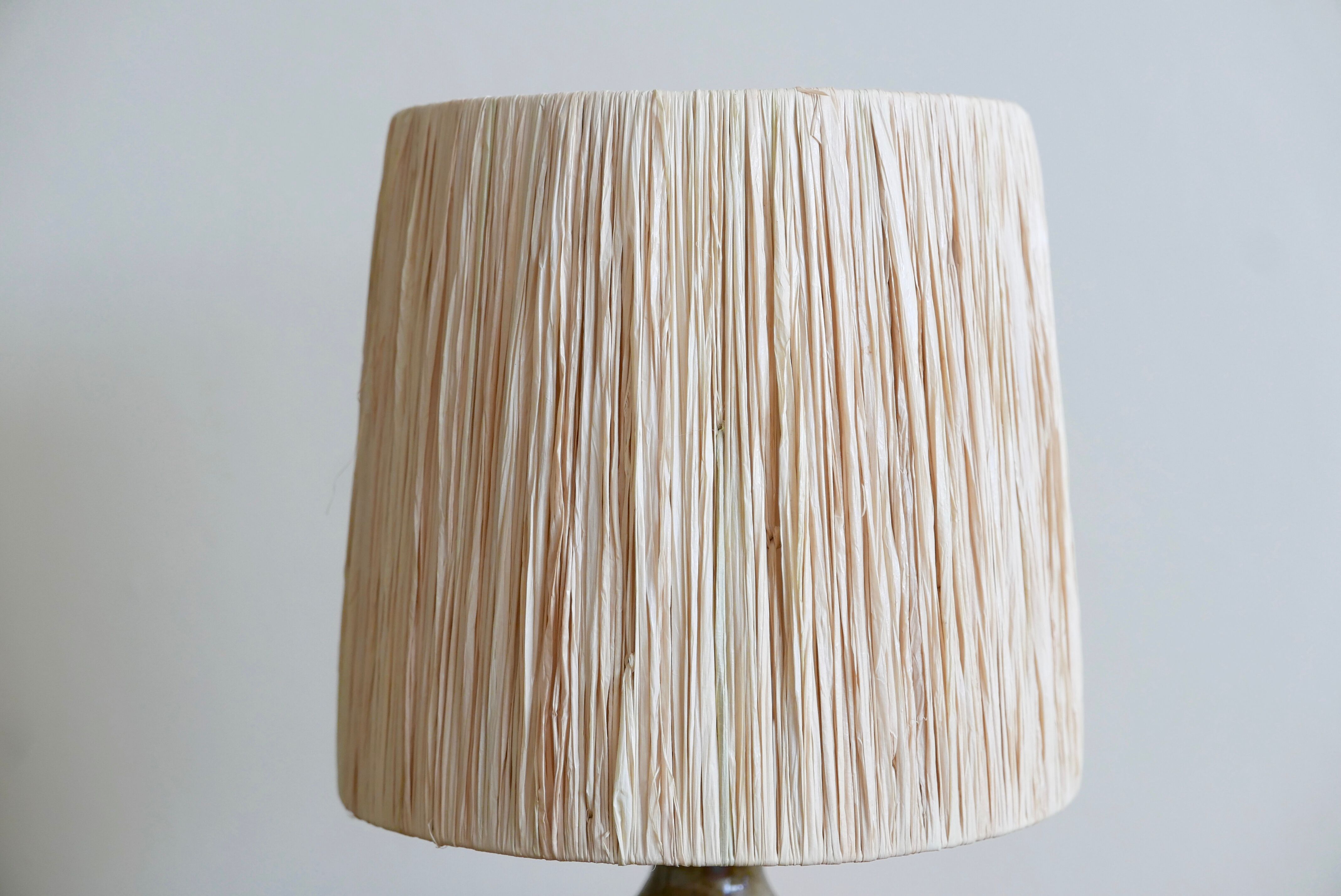 Sandstone lamp, raffia lampshade, 60s