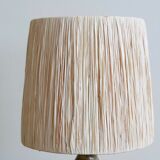 Sandstone lamp, raffia lampshade, 60s