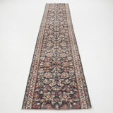 3x12 Persian Navy Blue Runner Rug, 80x378Cm