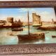 painting fixed under glass port of La Rochelle 19th century