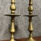 ORIENT XIX: Pair of large cup candlesticks in chiseled and gilded brass