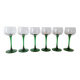 6 Alsace wine glasses with green stems