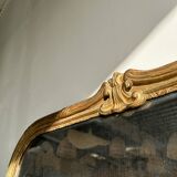 Large gilded mirror 19th century rounded corners mercury glass Louis XVI style