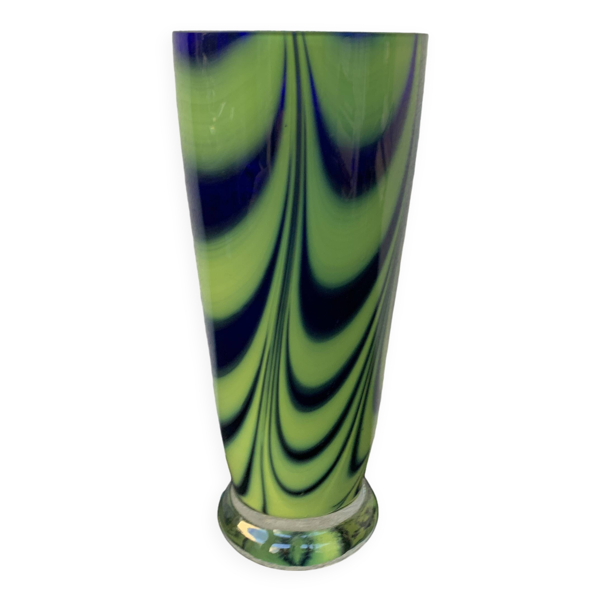 Green and blue blown glass vase