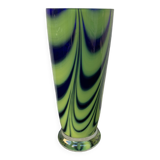 Vase verre soufflé vert et bleu