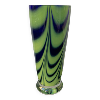Green and blue blown glass vase