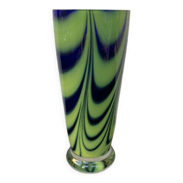 Green and blue blown glass vase