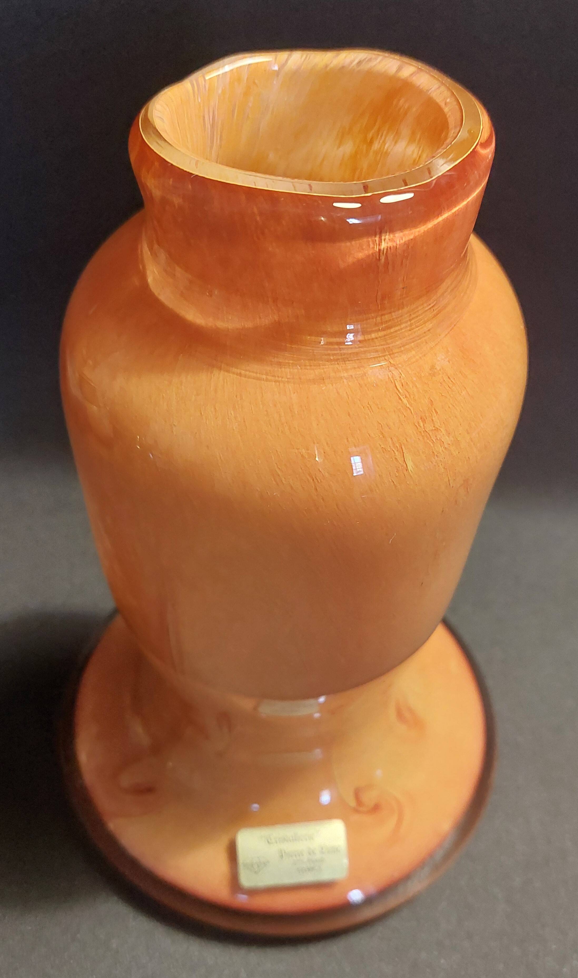 Vintage blown glass vase from Pierre de Lune crystal factory.