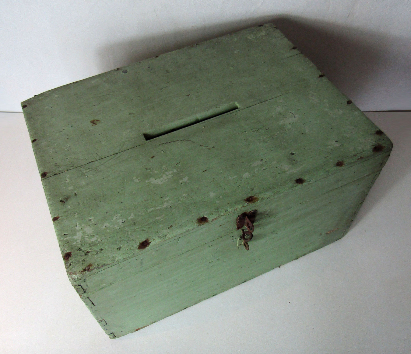 Wooden box voting urn green almond