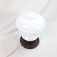 Glass lamp with wooden base, 70s Art Deco vintage space age