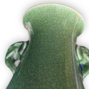 Green cracked ceramic vase Elephant Handles China XXth
