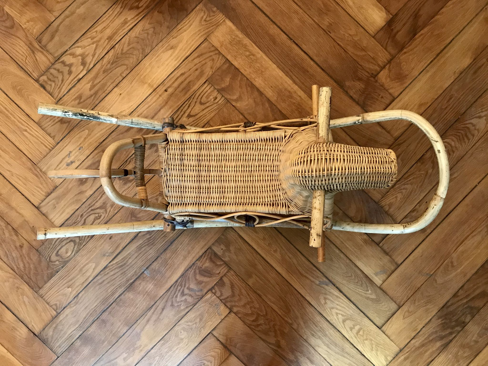 Rattan and bamboo rocking horse