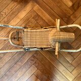 Rattan and bamboo rocking horse
