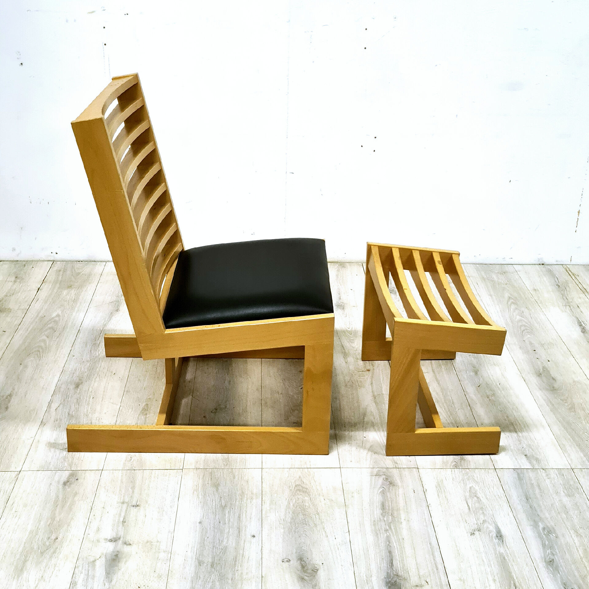 Modernist constructivist lounge chair with ottoman, 1980s