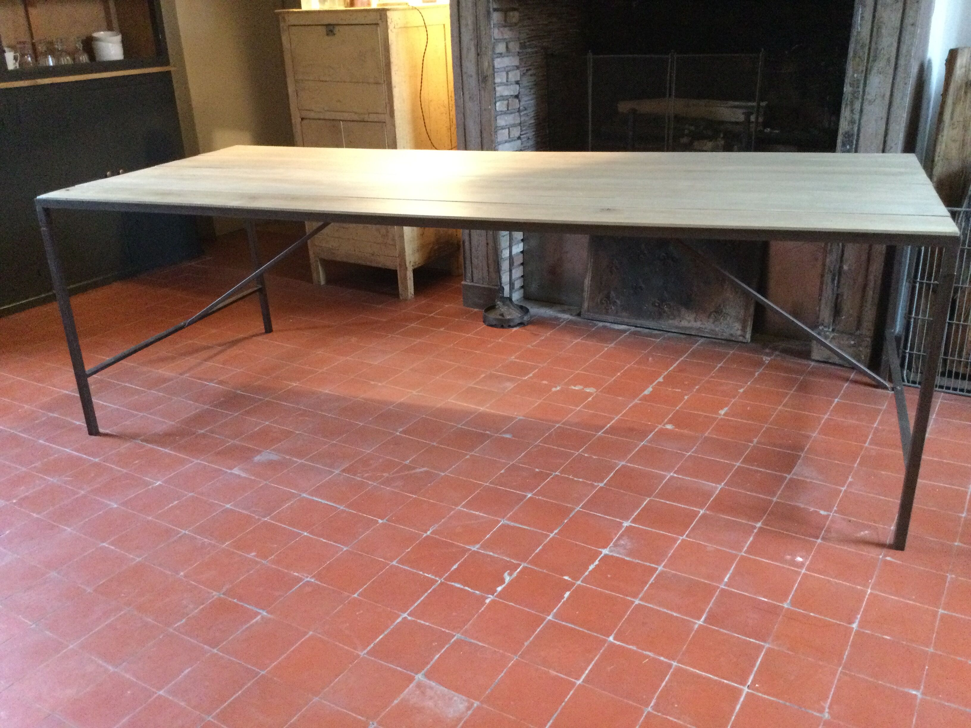 Wood and iron dining table