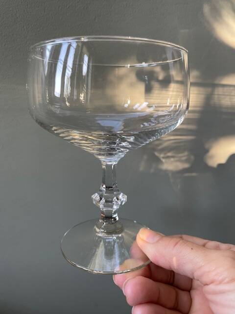 Set of 3 large blown glass champagne bowls