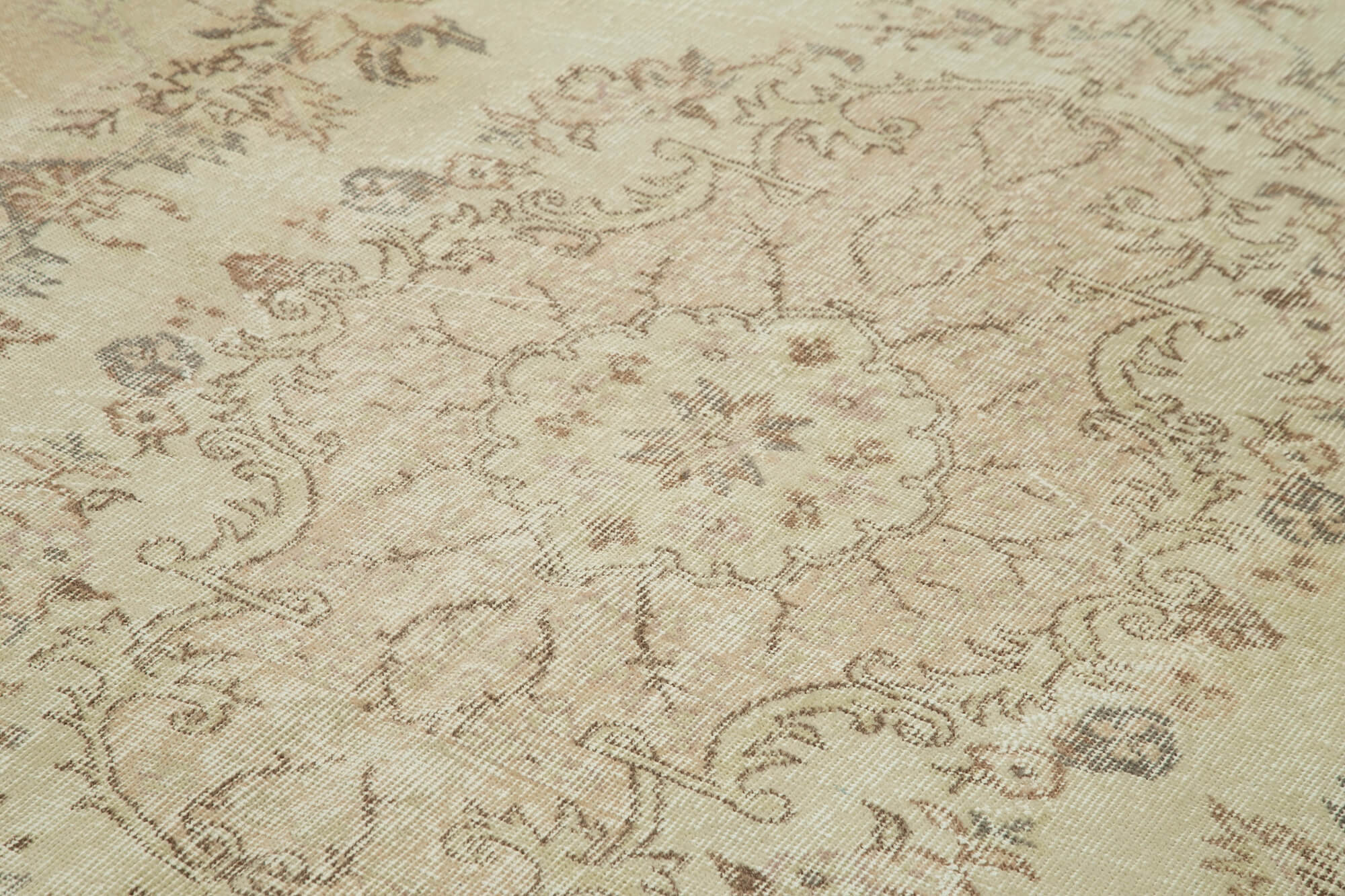 Handmade rustic oriental beige rug 195 cm x 303 cm