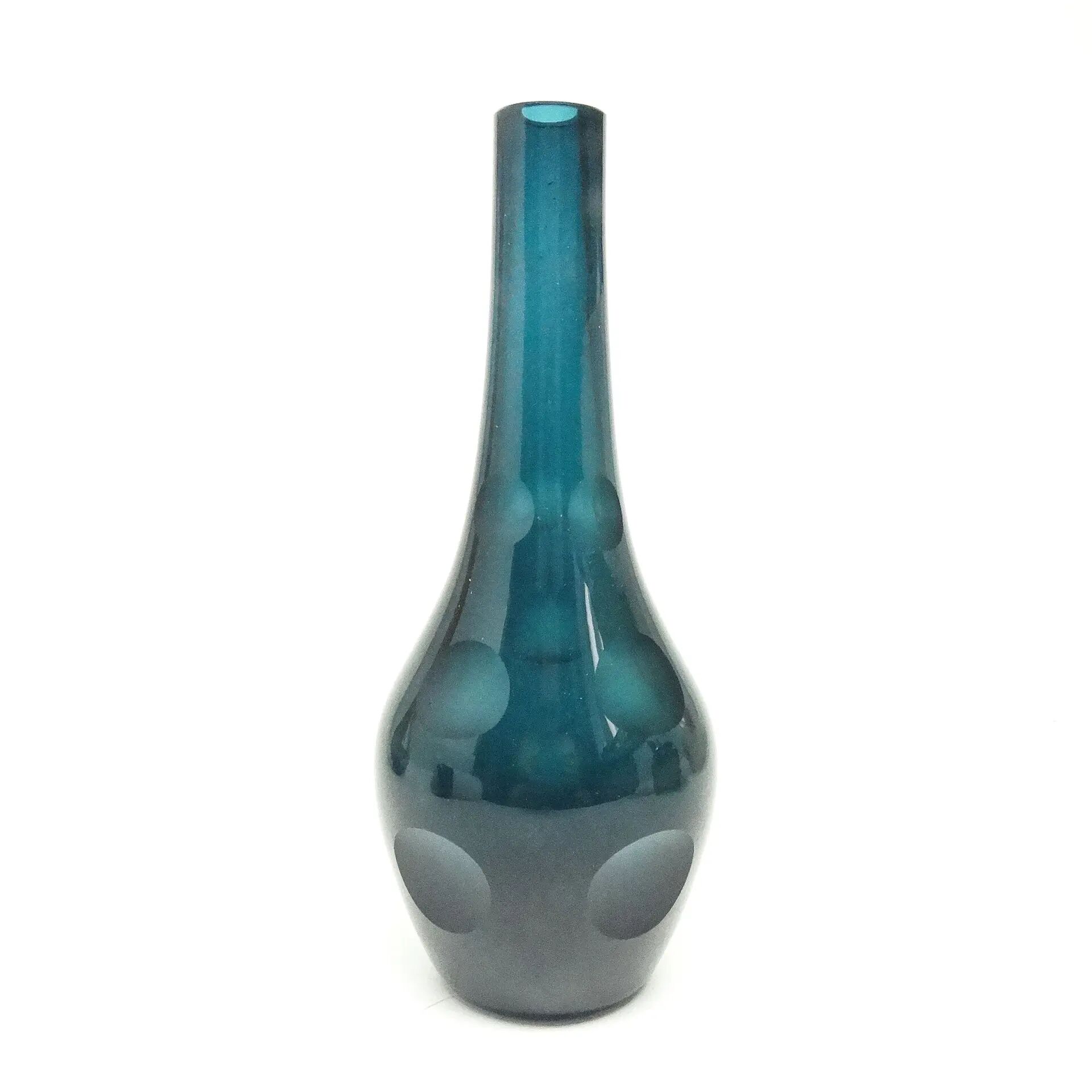 Postmodern vase, teal glass, WMF, Germany, 1960s