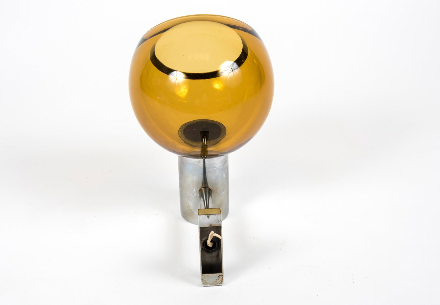 Wall lamps in chromed metal and glass by Archimède Séguso