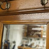 Vestiaire Napoléon III en noyer fin 19e, 3 miroirs, marbre, 8 patères