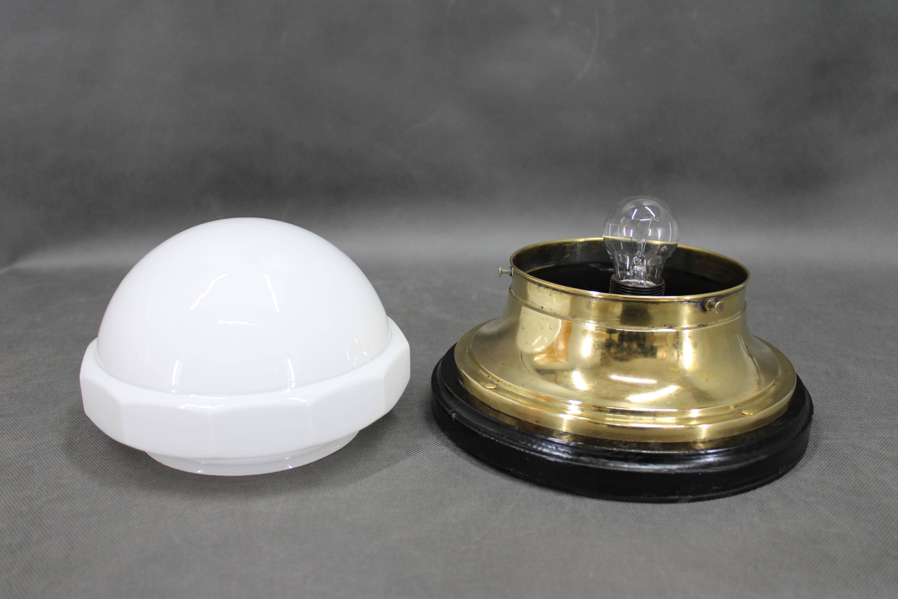 1920s Secession Brass and Glass Table lamp, Czechoslovakia