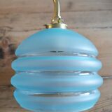 Applique globe vintage en verre dépoli bleu