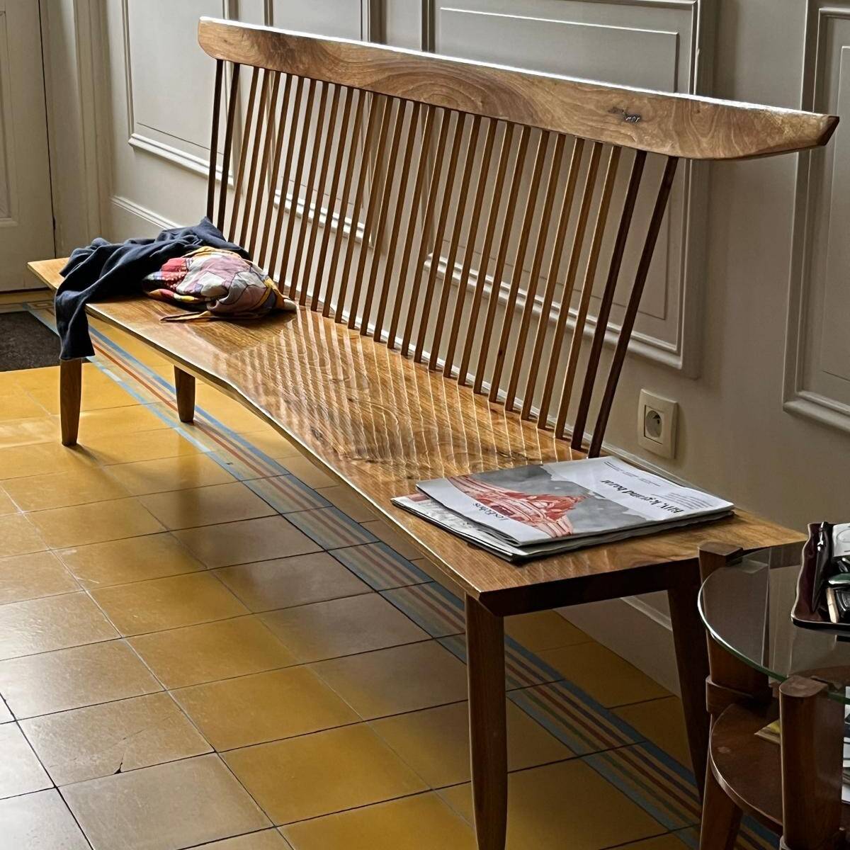 Large bench in solid walnut