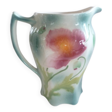 Pot/pitcher/cruet barbotine st clement antique floral decoration