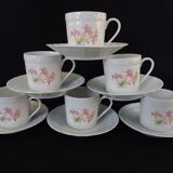 Set of six coffee cups and saucers, Limoges, Goumot Labesse