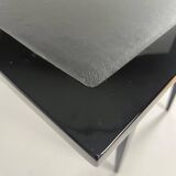 Art Deco Games Table in Black Lacquer, Red and Black Leather, France, 1930s