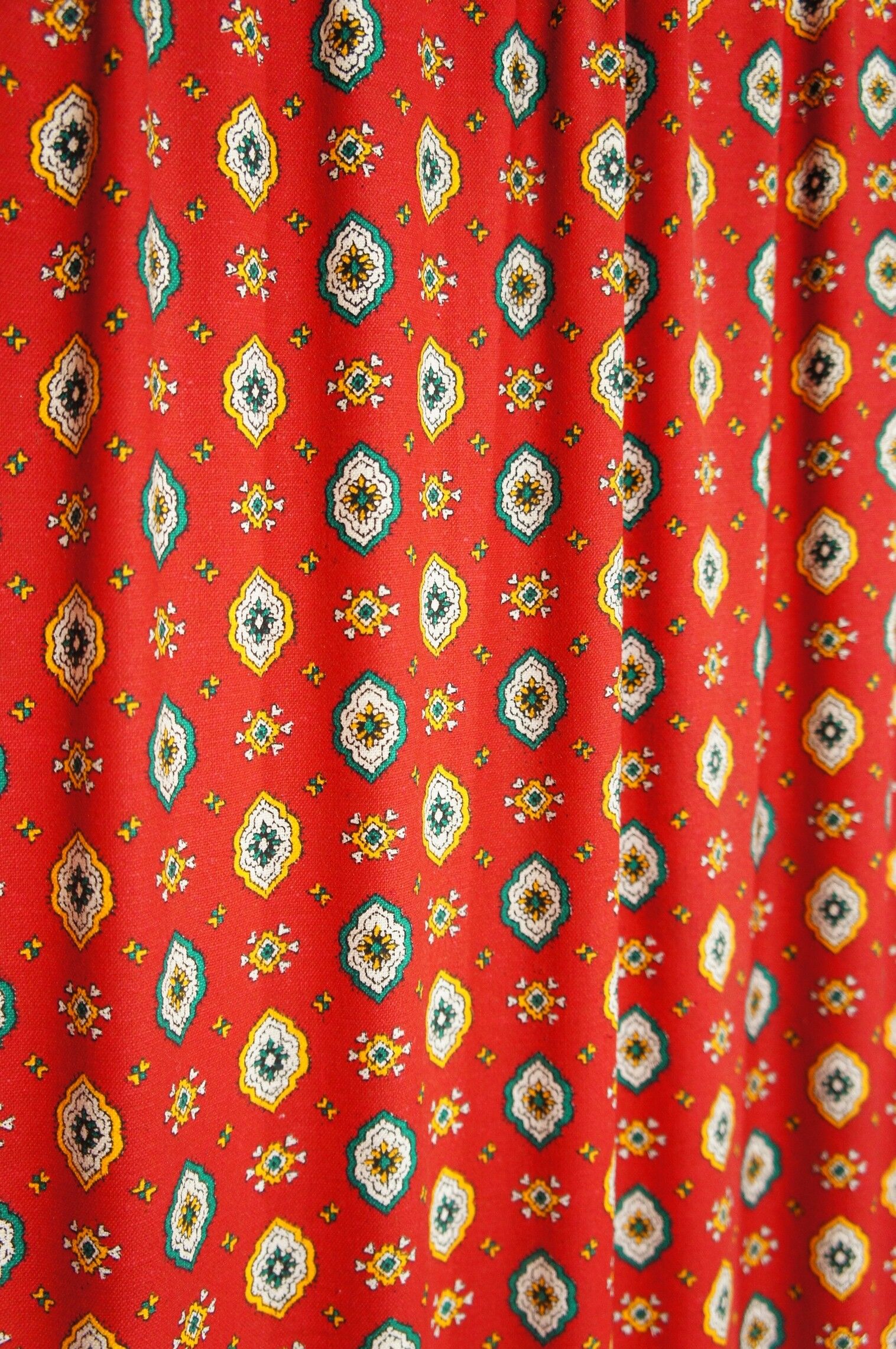 Wood screen - vintage fabric