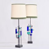 Pair of Mid-century Modern Iron and Glass Table Lamps by Svend Aage Holm Sørensen
