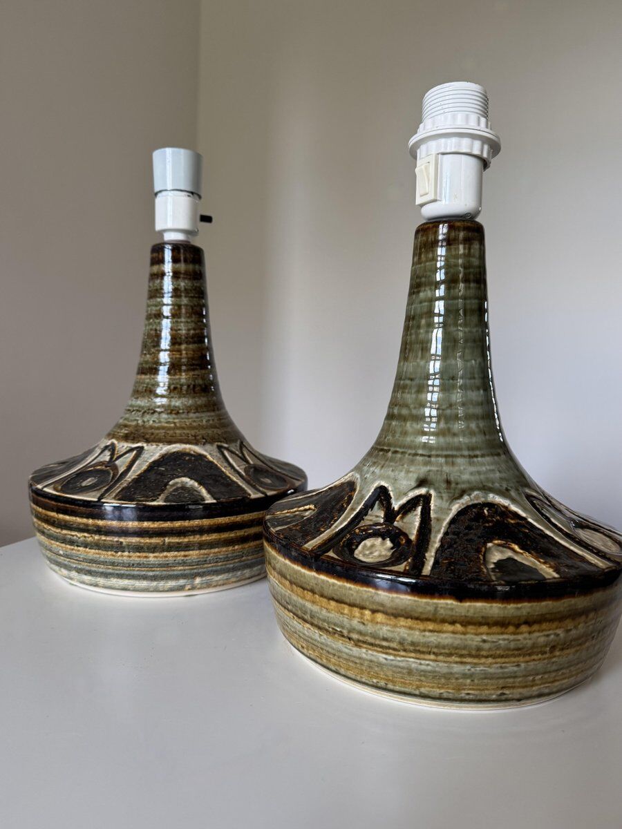 Lampes de table en céramique danoise par Arne Finne Nielsen et Noomi Backhausen pour Søholm, années 1960, ensemble de 2