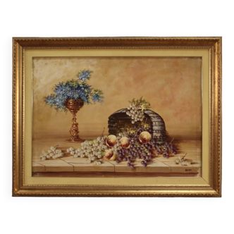 Tableau italien signé nature morte des années 70