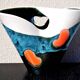 Tricolour vase, vintage seventies design, signed Elchinger, Vallauris.