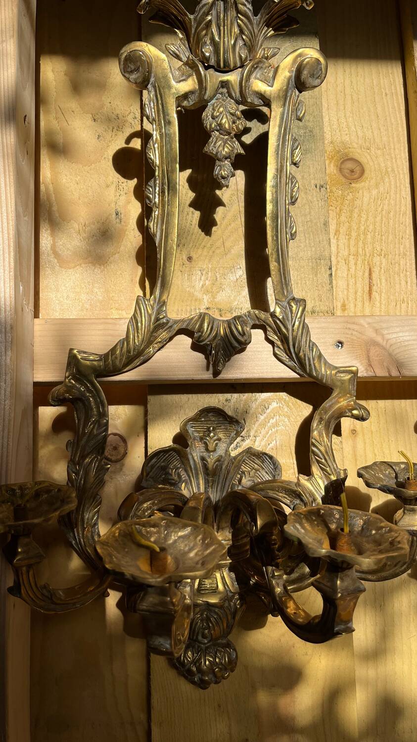 Pair of LXV style gilt bronze wall lights