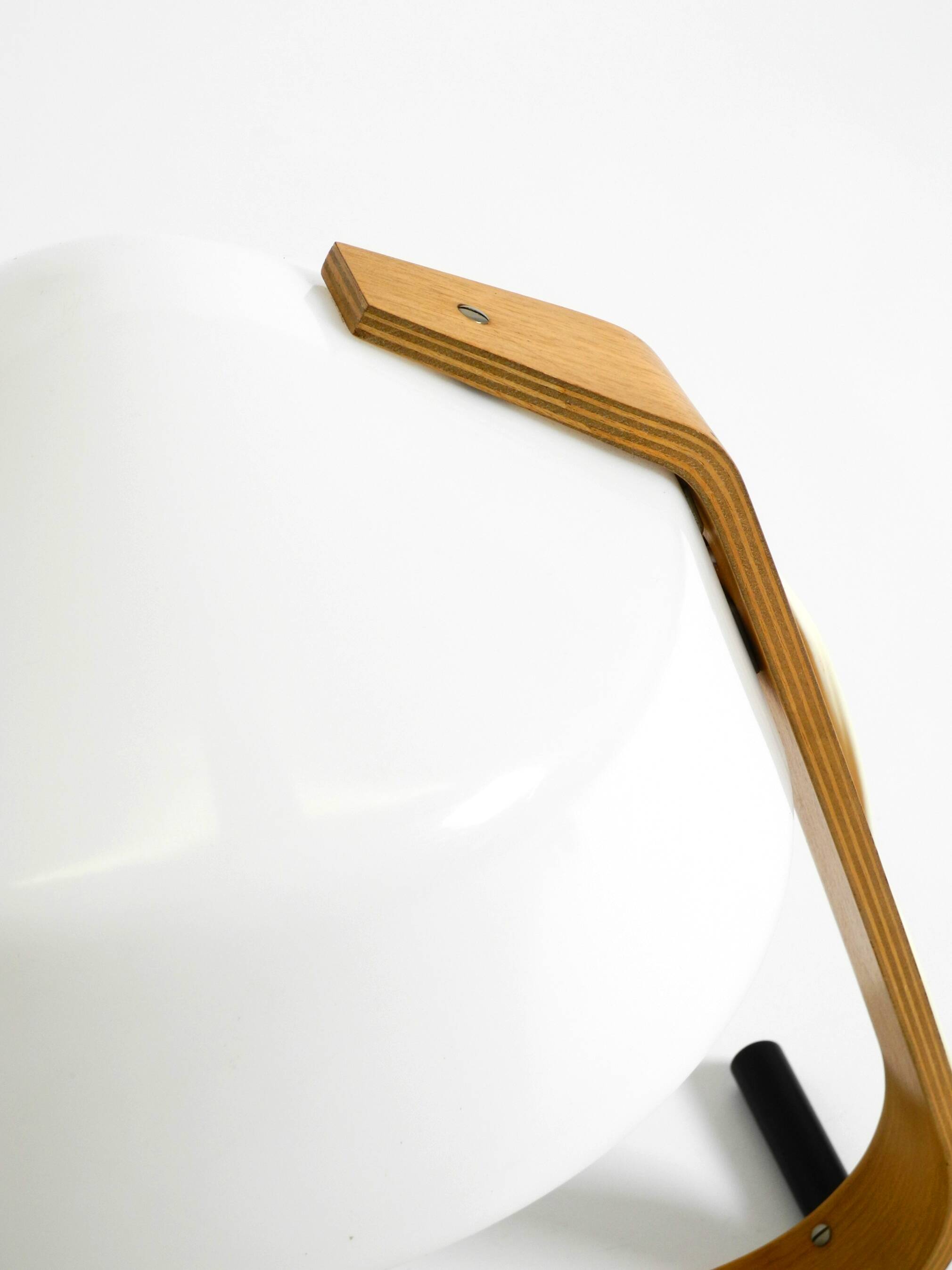 Original Space Age 1960s plywood table lamp with plastic shade by Temde