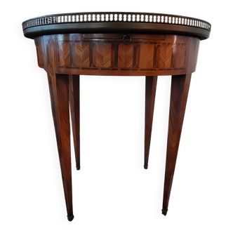Small bouillotte table - Louis XVI style - white marble top - 3 legs