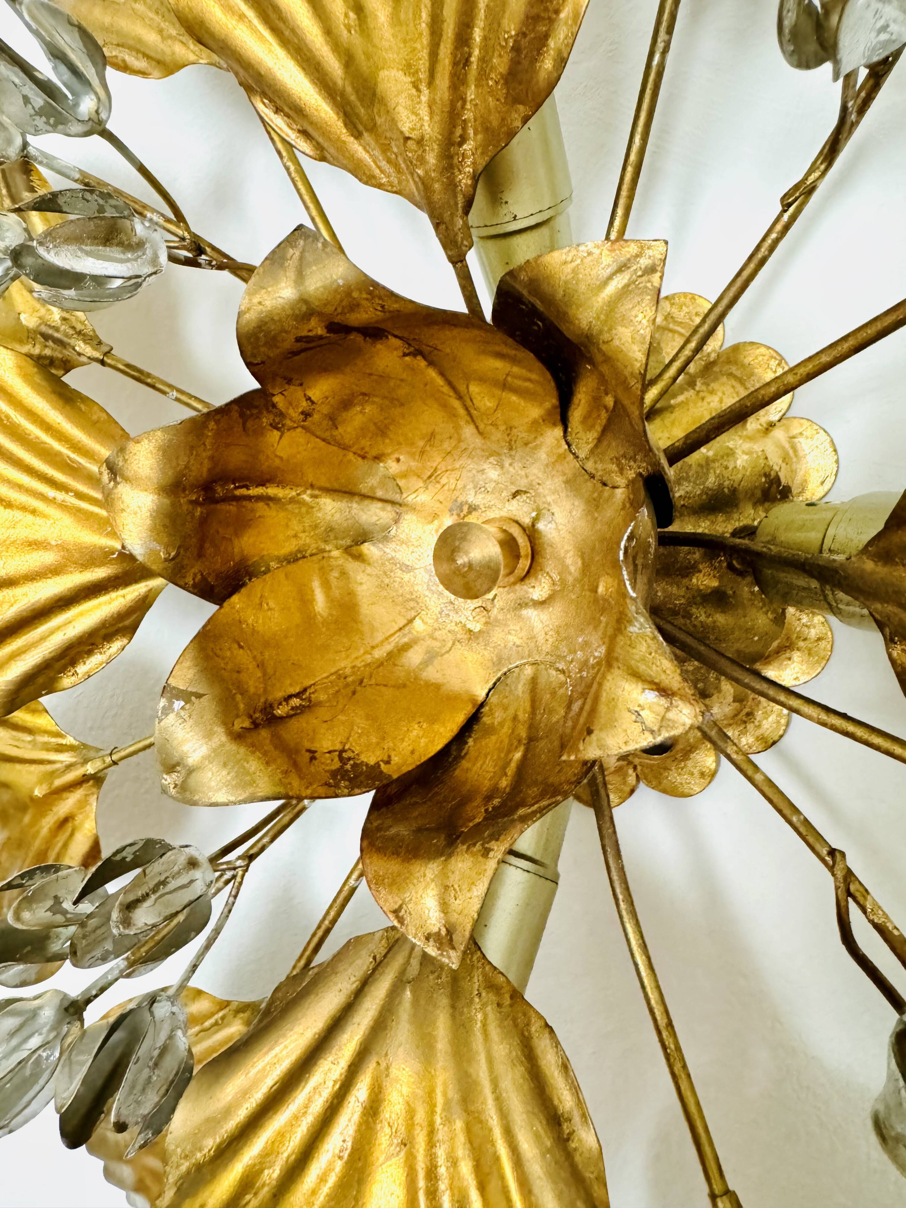 Floral Hollywood Regency Wall or Ceiling Lamp by Hans Kögl