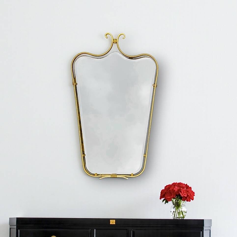 Gold Aluminum Beveled Wall Mirror - Modernism - 1950s
