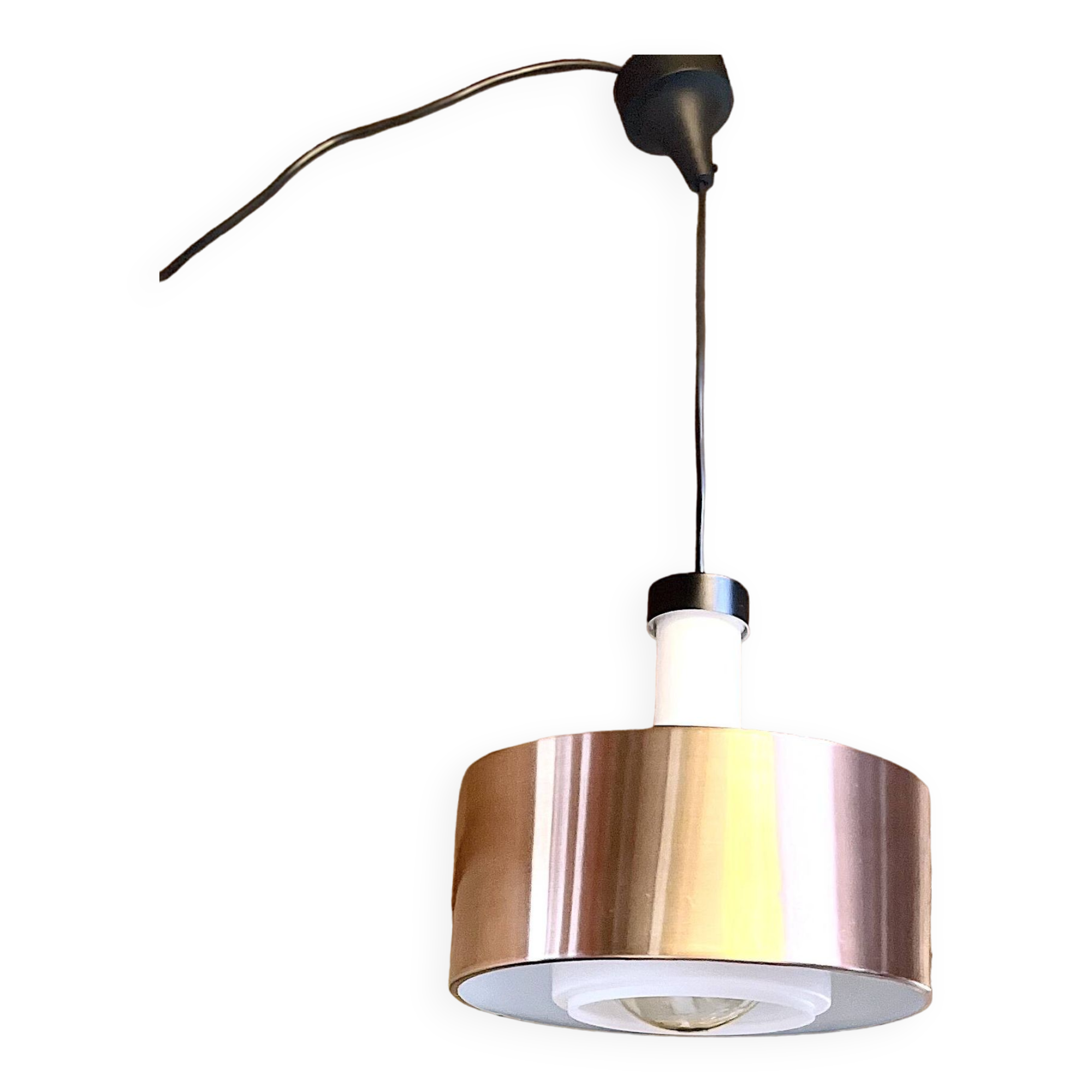 Wide staff luchten pendant lamp in glass and metal, germany, 1980s