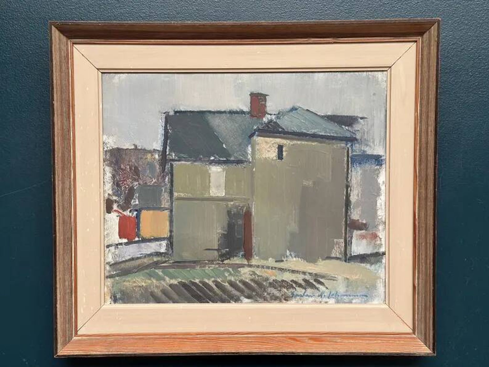 Original Swedish Oil on Canvas – “Sage House” by Gustav‑Adolf Johansson – Signed – Vintage & Framed