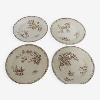 Set of 4 old soup plates "Terre de Fer" Model Silva