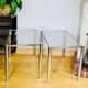 Tablettes d’appoints années 1970 en métal chromé plateaux verres