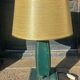 Vintage leather desk lamp with saddle stitching from the 1960s.