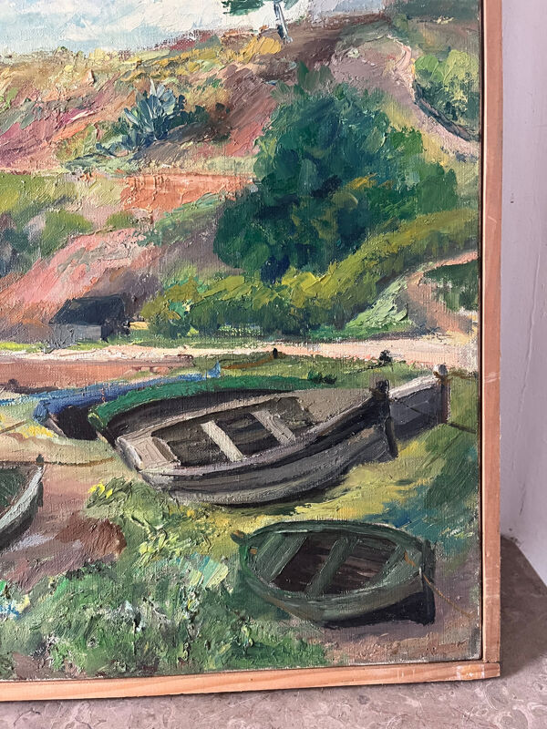 Paysage Breton, huile sur toile, signé Régine David