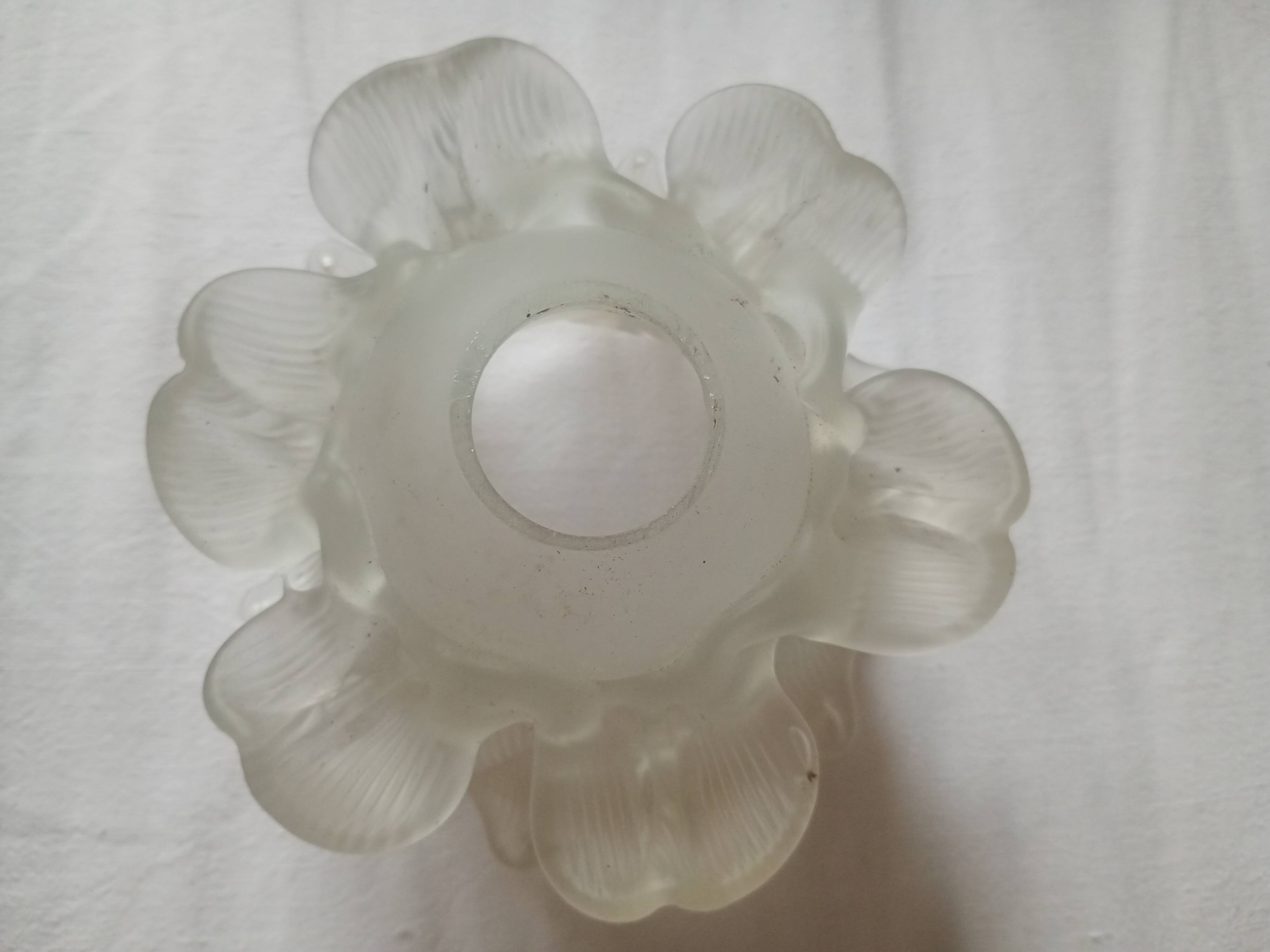 Grande Tulipe ancienne en forme de fleur "rose" - verre dépoli