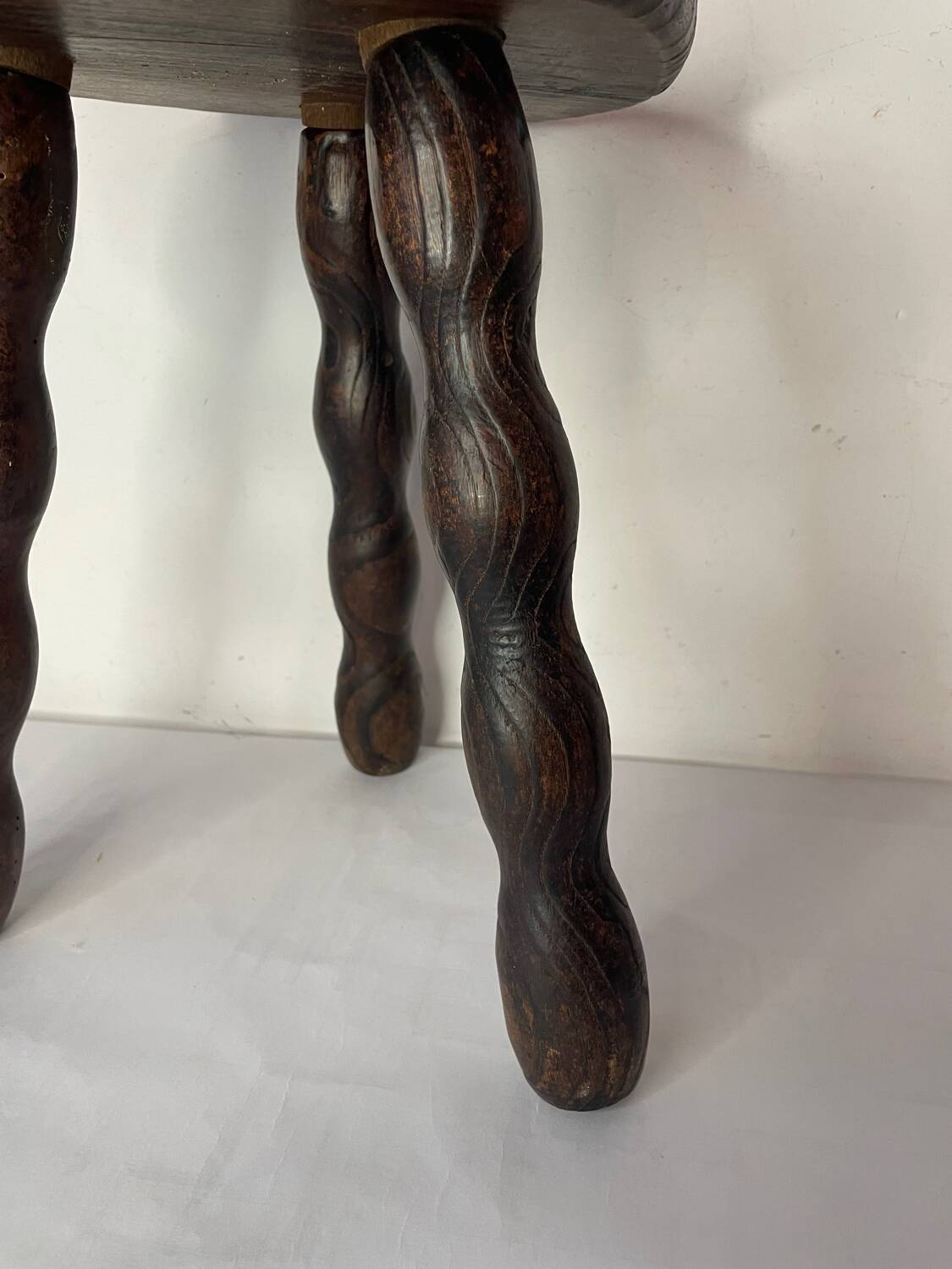 Brutalist wooden stool